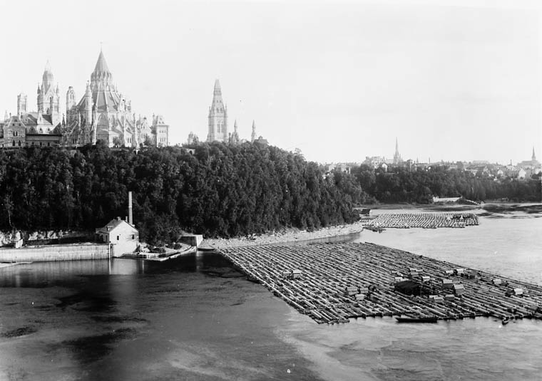 old timber rafts on the ottawa river