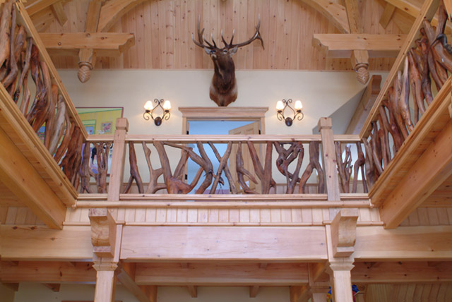 natural wood millwork railings and paneling