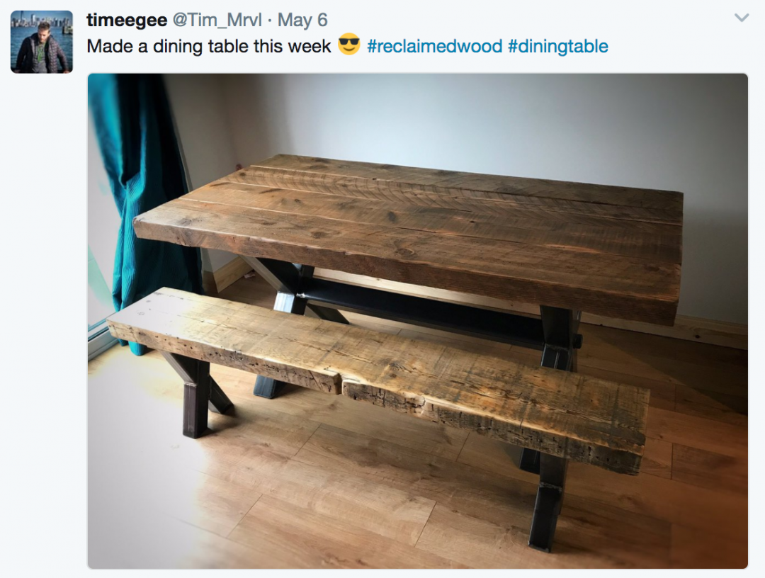 Reclaimed Wood Picnic Table Logs End