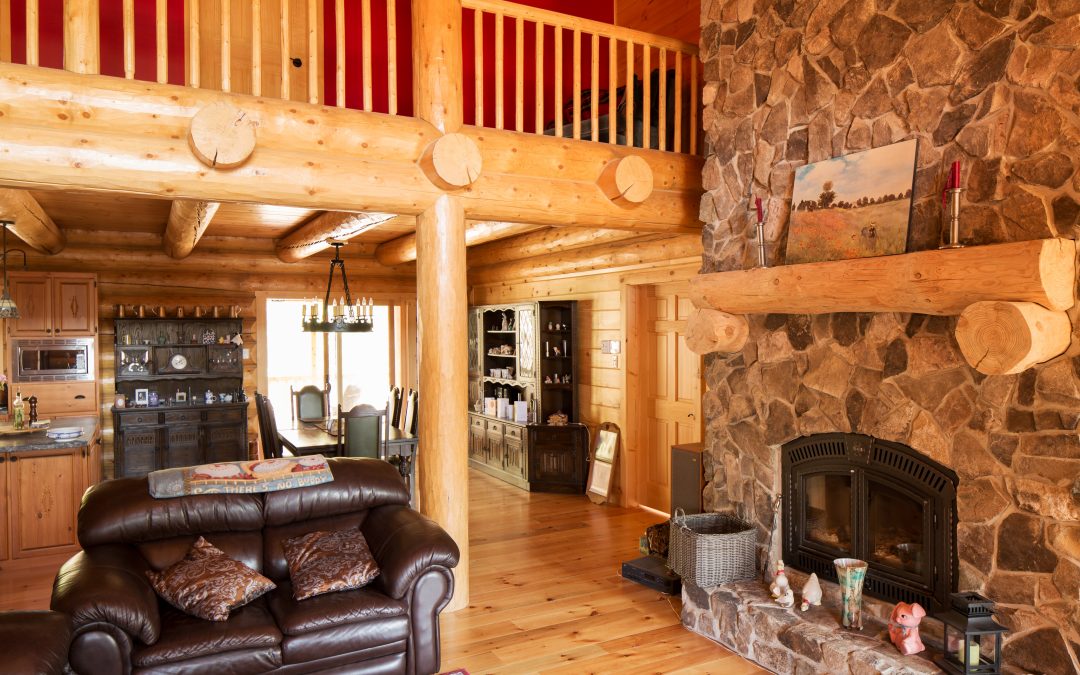Logs End Reclaimed Pine in Tackaberry Log Home in Munster, Ontario